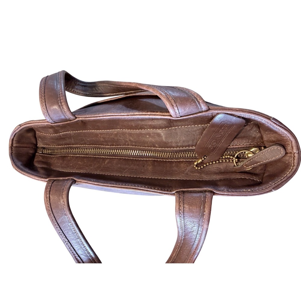 Vintage Coach Mahogany Brown Leather Tote Bag USA Made 9303 Zip Top Handbag - Picture 4 of 16